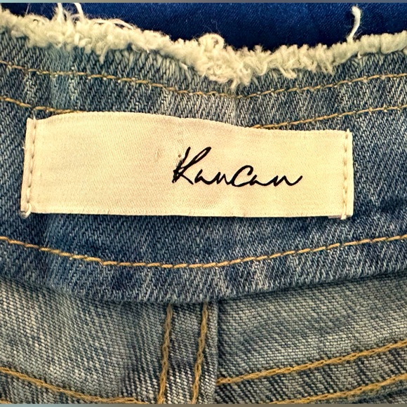 KanCan Distress Light Wash Denim 11" HIGH Rise Button Fly Cute Shortie Shorts S - Picture 12 of 14